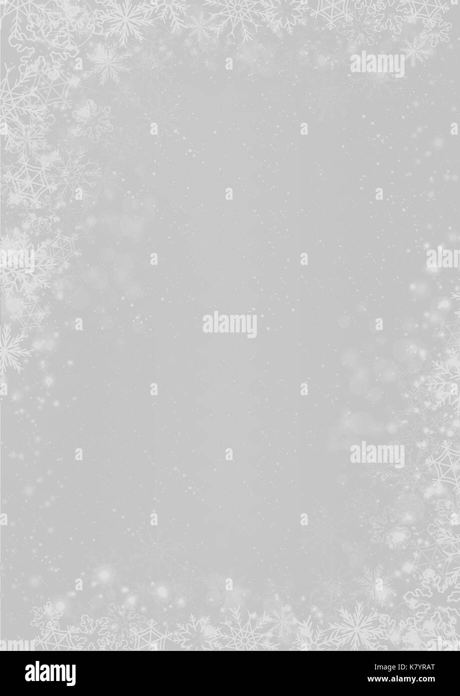 A3 taille internationale - Noël Hiver papier fond gris argent avec snowflake border Illustration de Vecteur