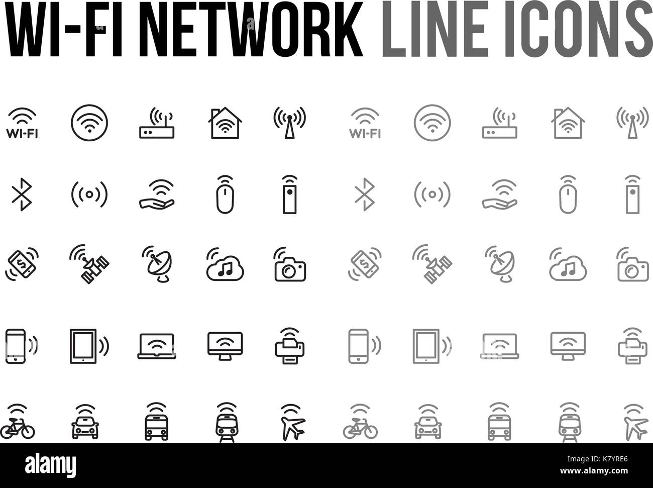 L'icône de la ligne du vecteur du réseau wifi pour l'app et site web mobile adapté Illustration de Vecteur