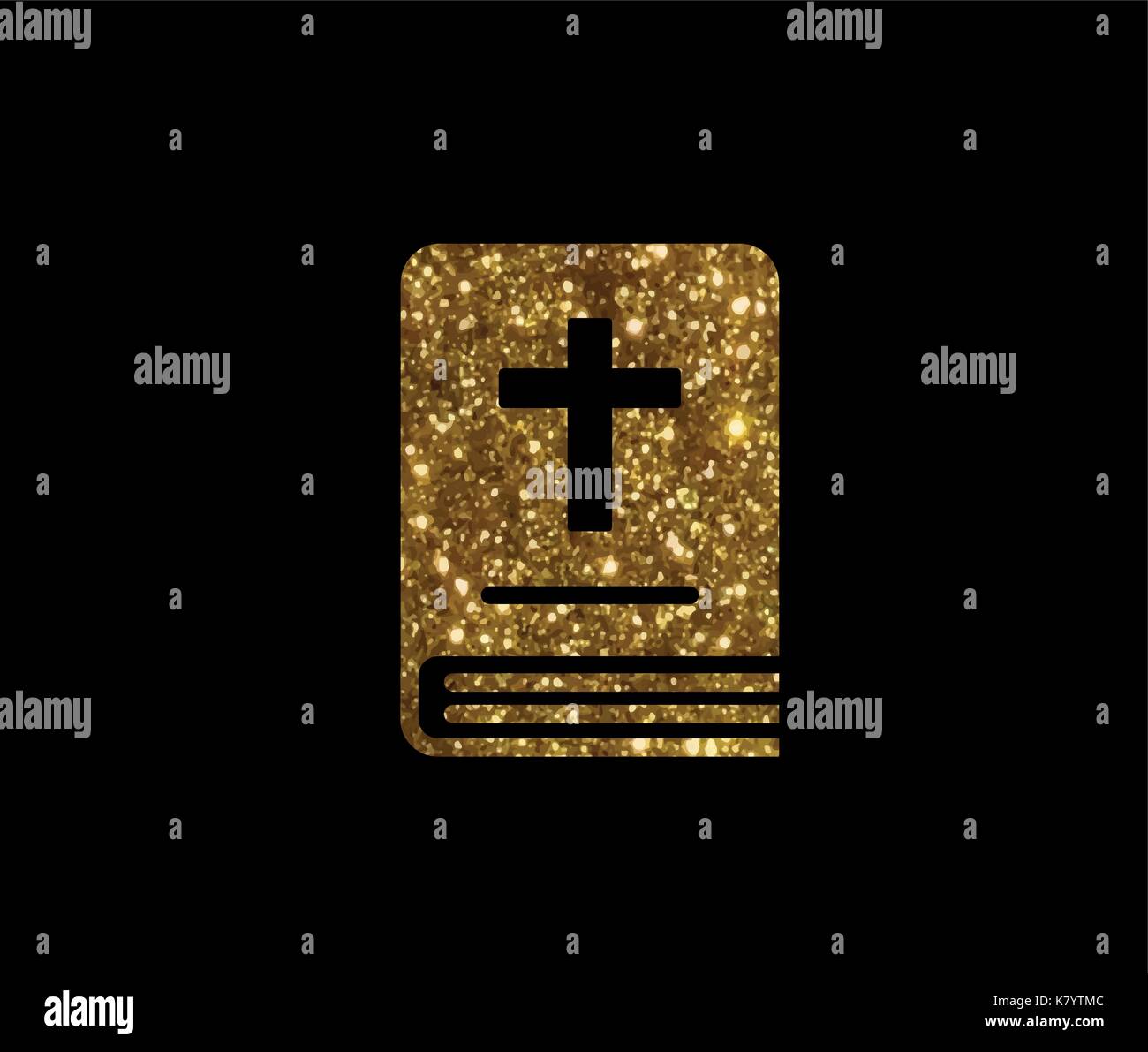Le golden glitter isolé sainte bible icône en forme de livre Illustration de Vecteur