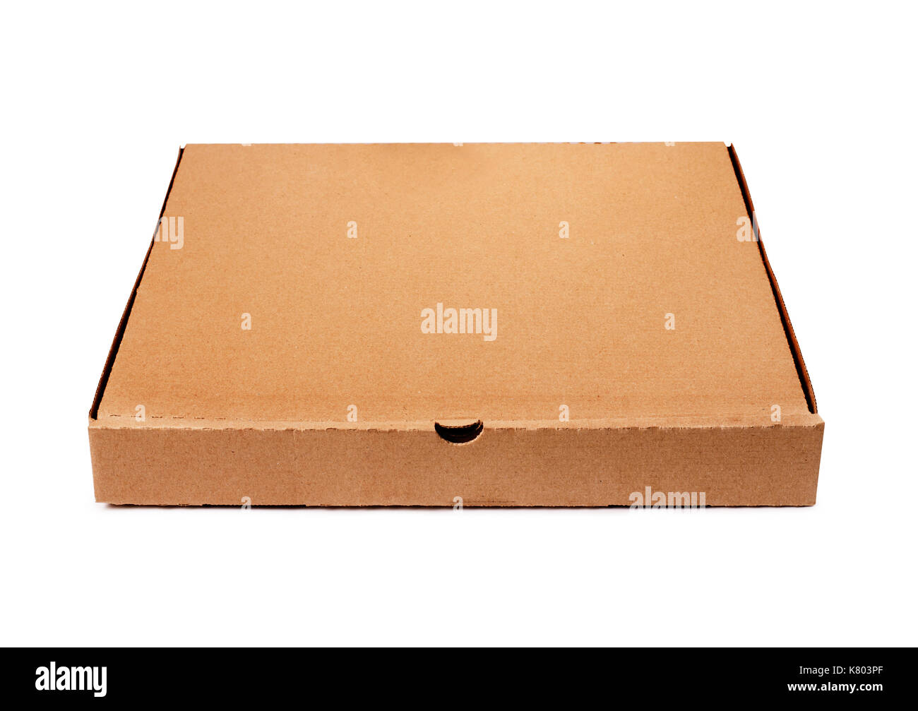 Brown boîte à pizza modèle isolé sur fond blanc Banque D'Images