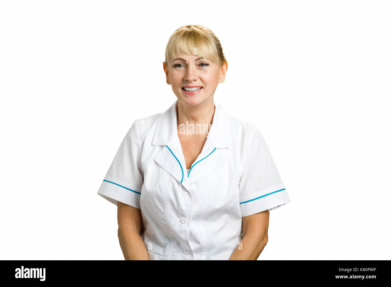 Portrait de friendly femme médecin. Banque D'Images