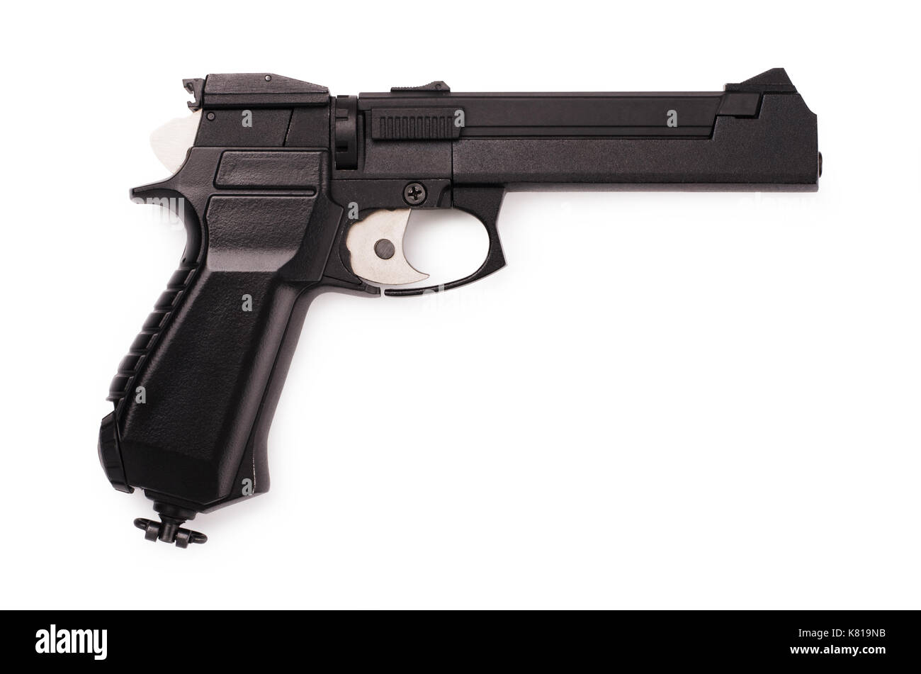Pistolet sport air noir isolé sur fond blanc Banque D'Images