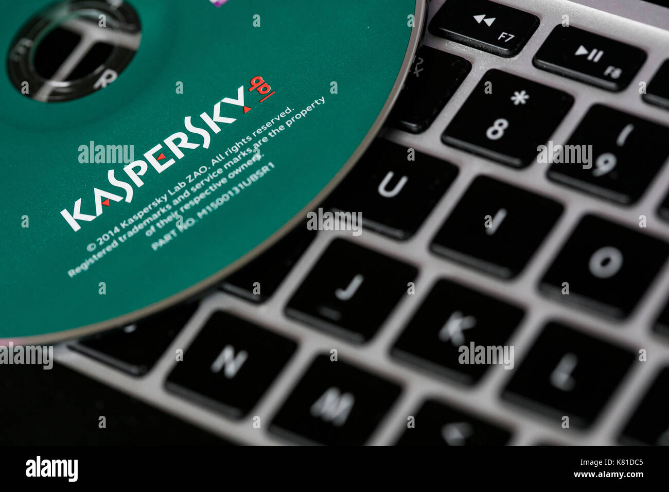 Kaspersky Lab internet security et antivirus produits. le fabricant de logiciel russe a été examinée pour ses liens étroits avec la Russie Banque D'Images