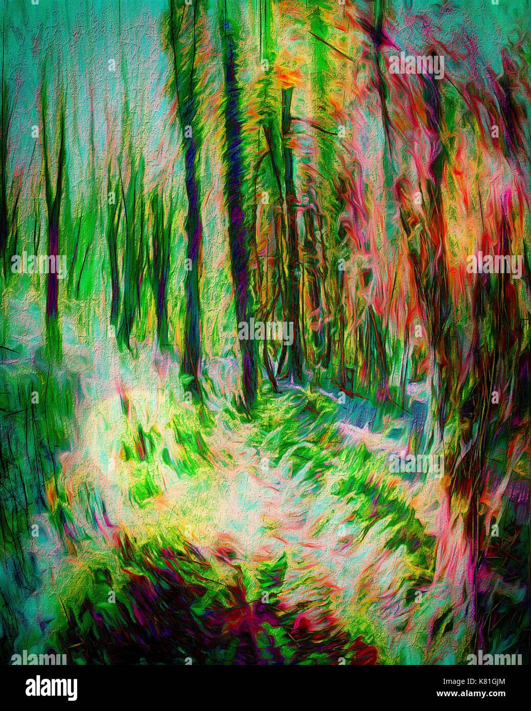 L'ART NUMÉRIQUE : Magic Woods sur Berry Head près de Brixham, Devon, Grande Bretagne Banque D'Images