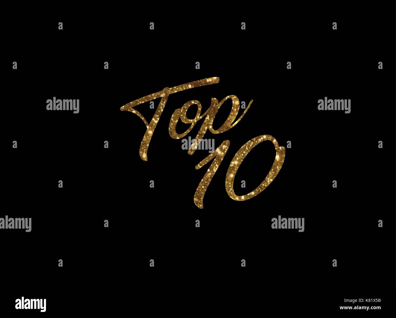 Le gradient golden hand writing isolées mot top 10 ranking Illustration de Vecteur