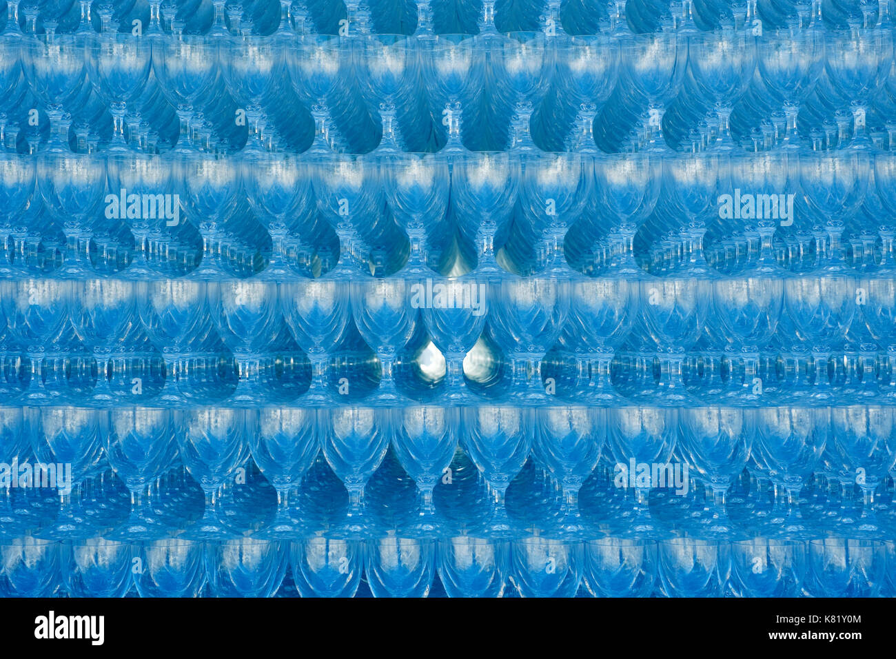 Des gobelets en verre, détail de la pyramide de verre de cristal par zwiesel kristallglas ag, zwiesel, Bayerischer Wald, Thuringe, Bavière Banque D'Images