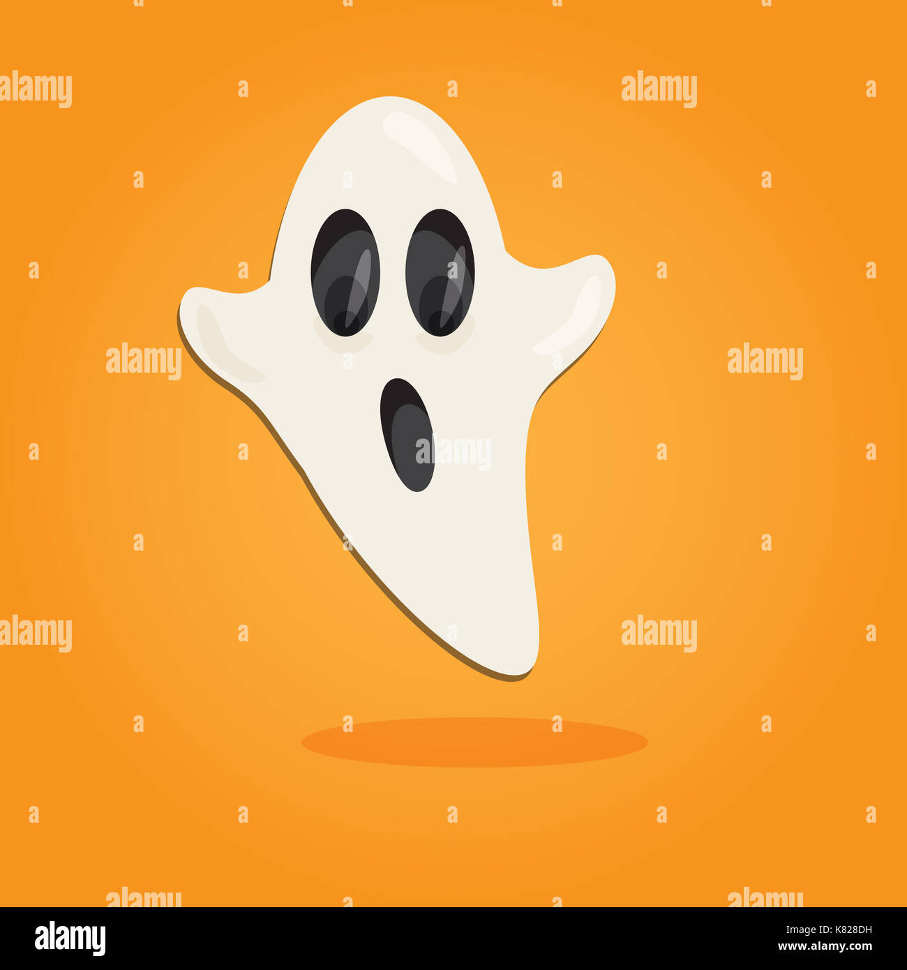 Cartoon art halloween dans télévision style. fond orange, cute ghost illustration. Banque D'Images