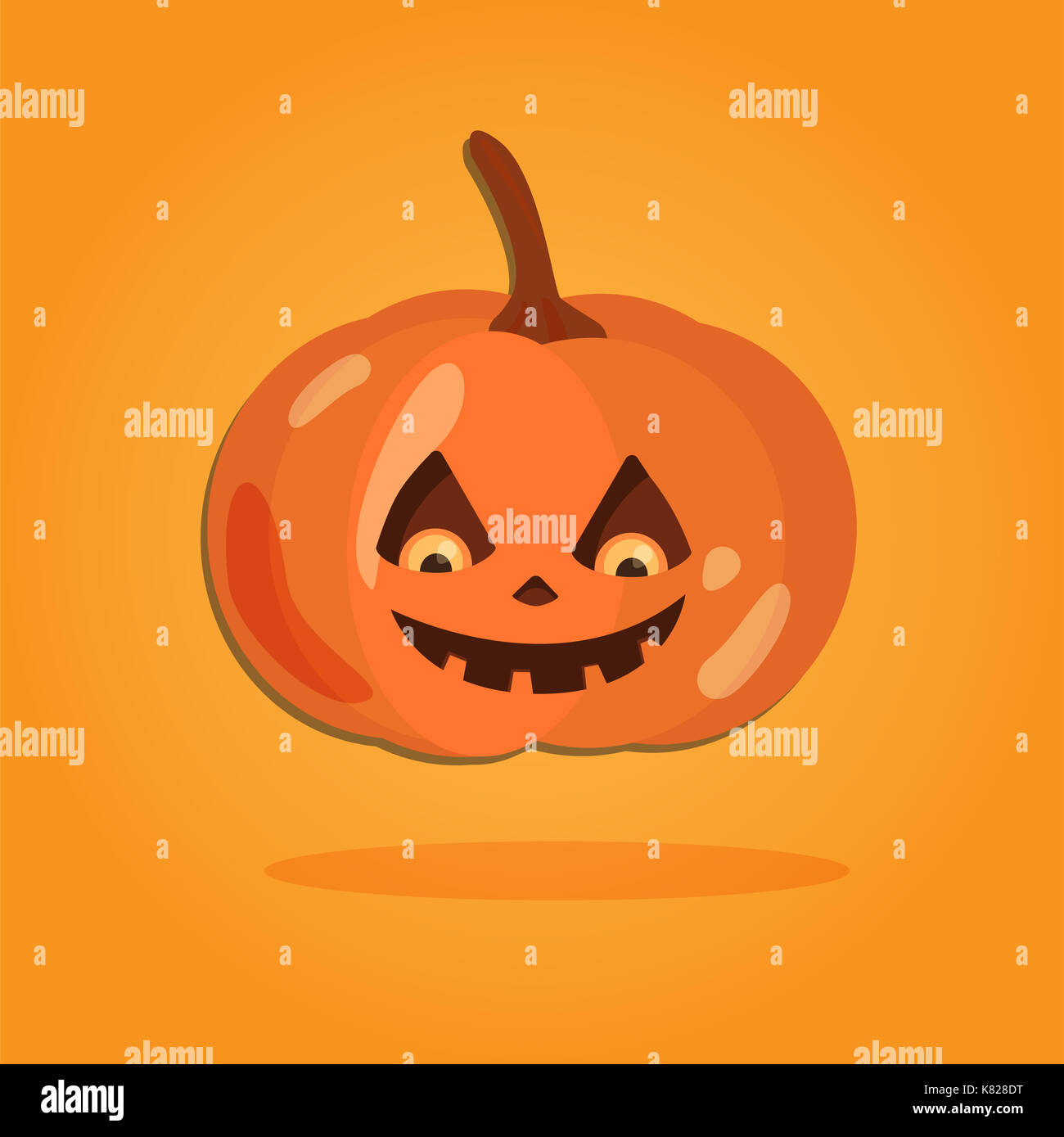 Cartoon art halloween dans télévision style. fond orange, cute pumpkin pour la conception. L'illustration. Banque D'Images