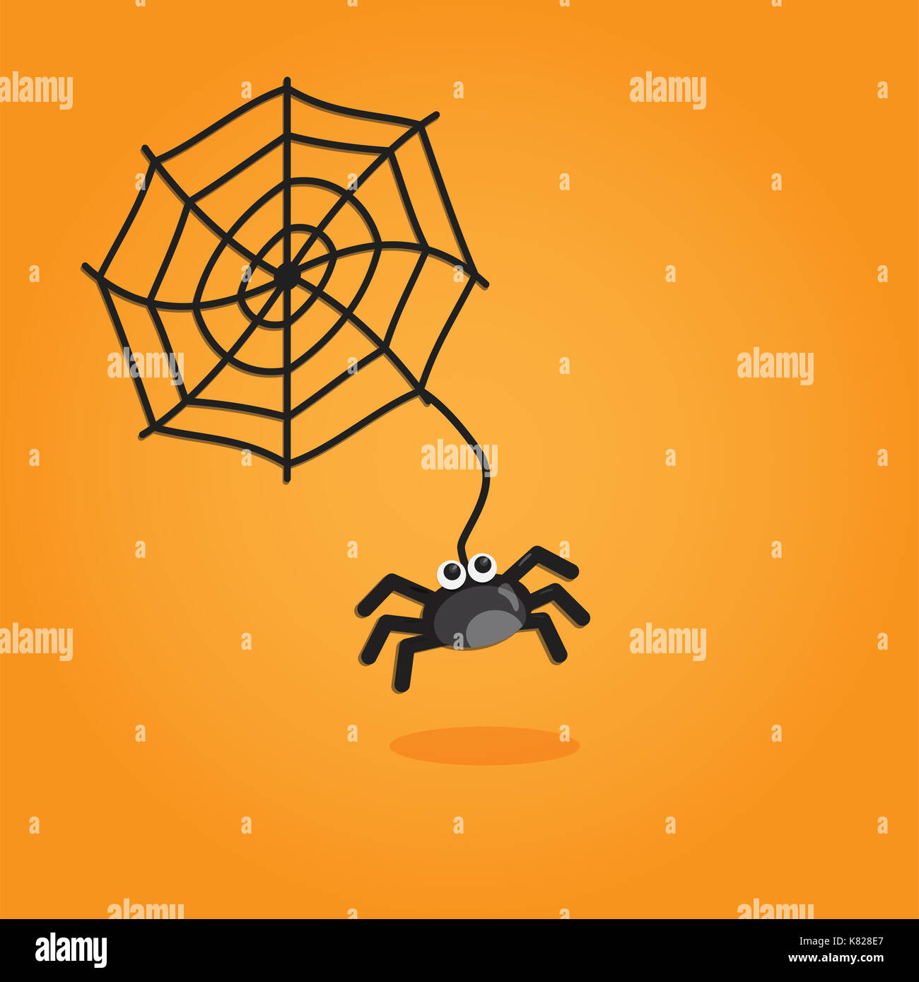 Cartoon art halloween dans télévision style. fond orange, cute spider pour la conception. L'illustration. Banque D'Images