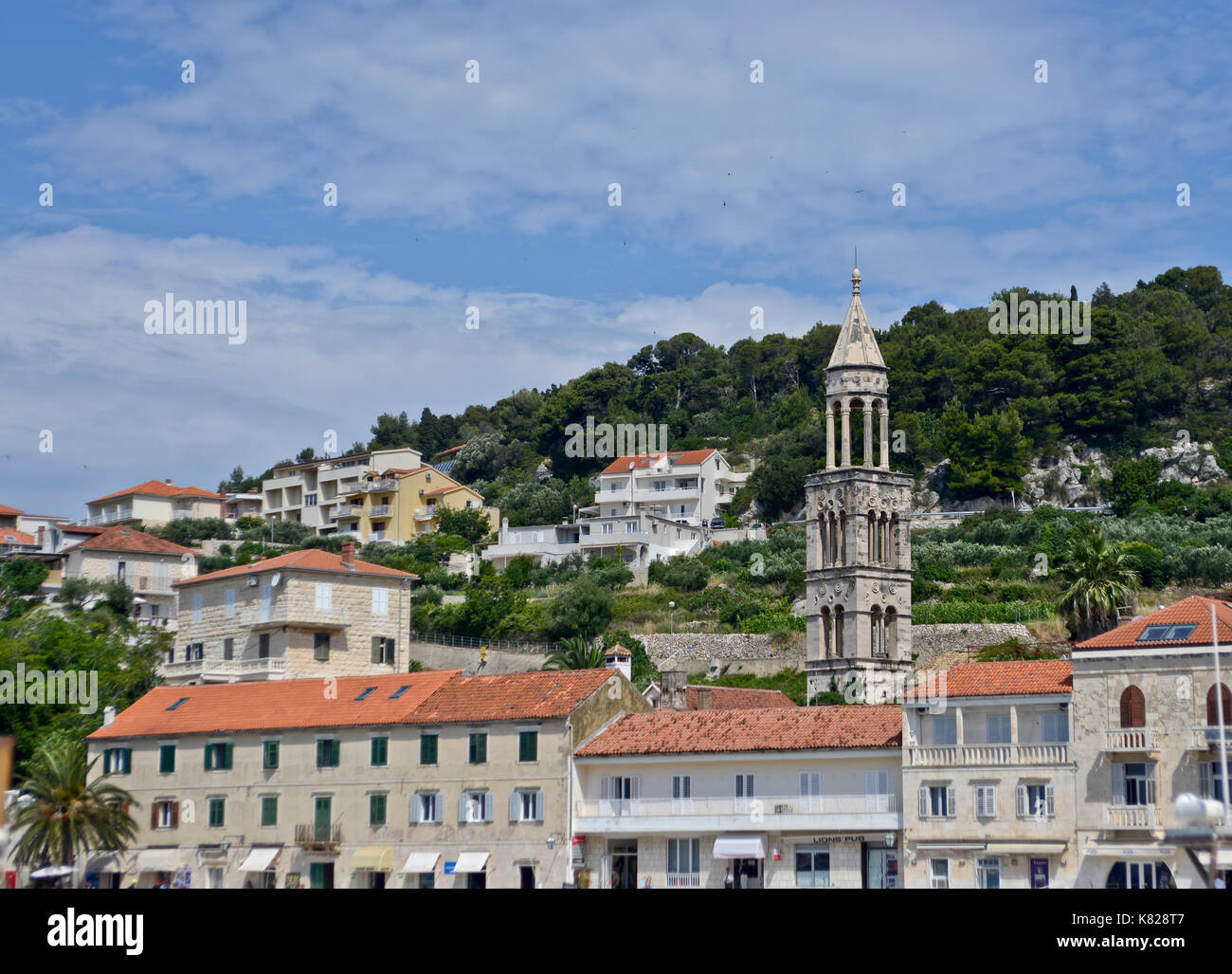 La ville de Hvar et Église Saint Marc, Croatie Banque D'Images
