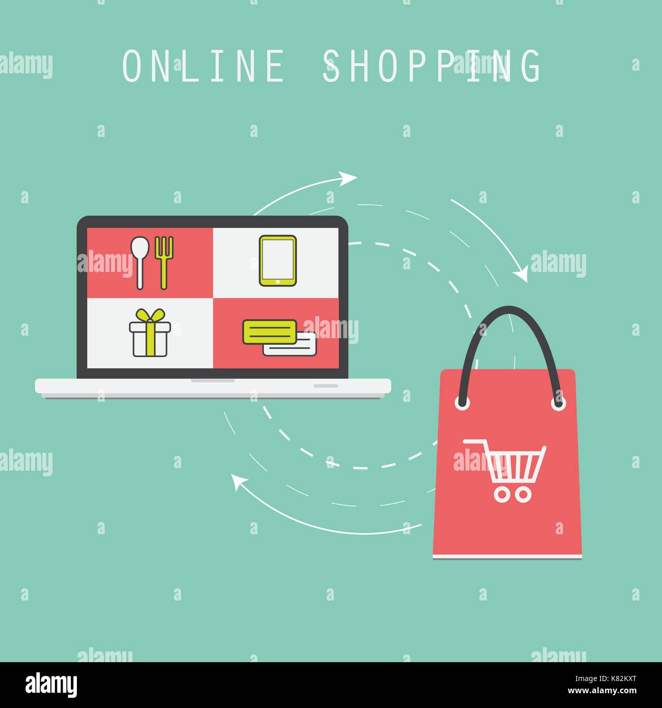 Les achats en ligne. concept d'entreprise. vector illustration. télévision art style. Illustration de Vecteur