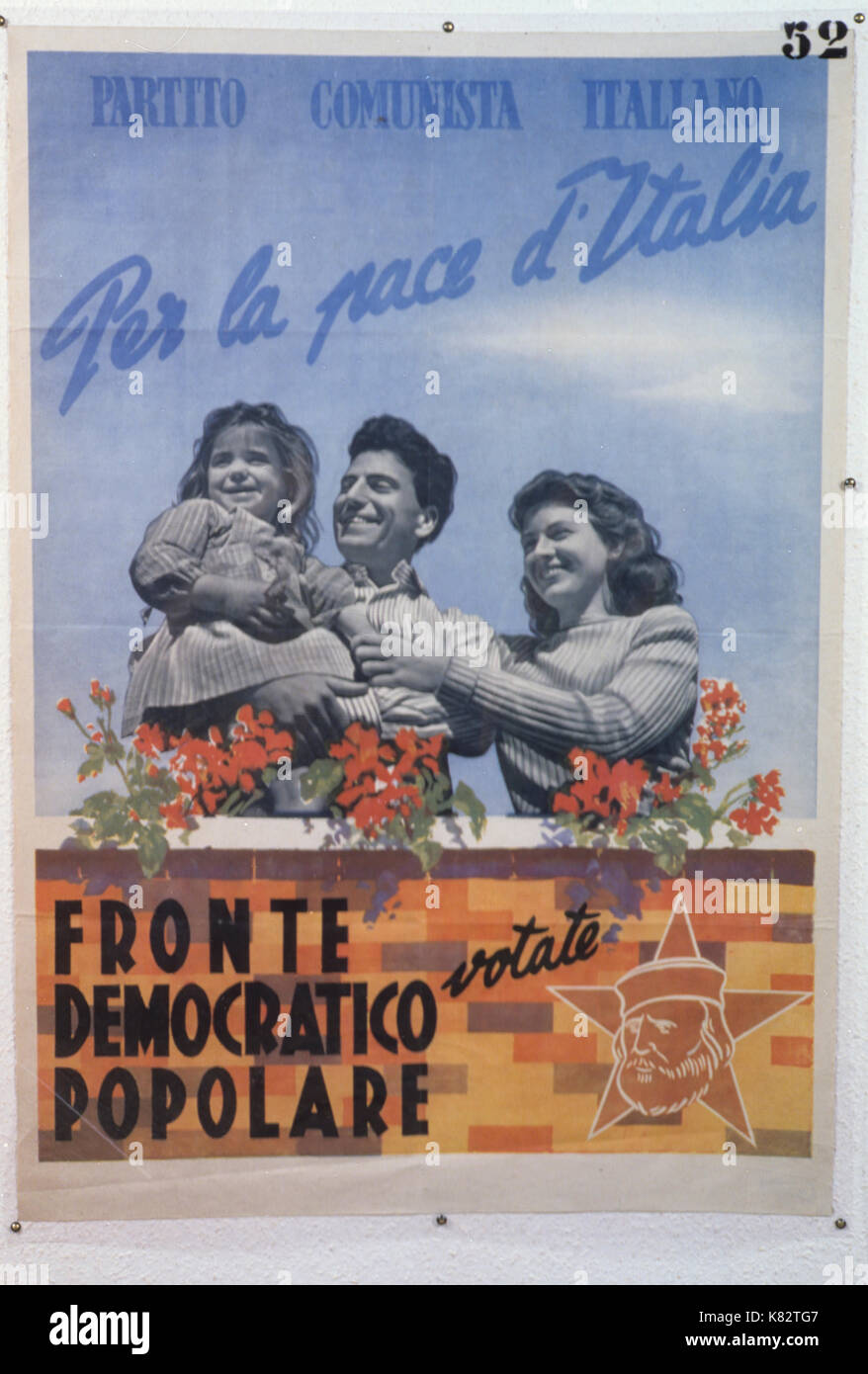 Parti communiste italien, ont voté pour la paix du front démocratique populaire de l'Italie, l'affiche 1948 Banque D'Images