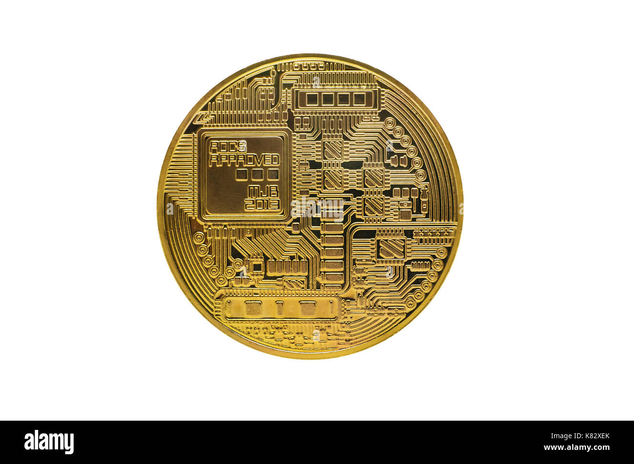 Bitcoin or isolé. Le revers de la médaille, close-up Banque D'Images