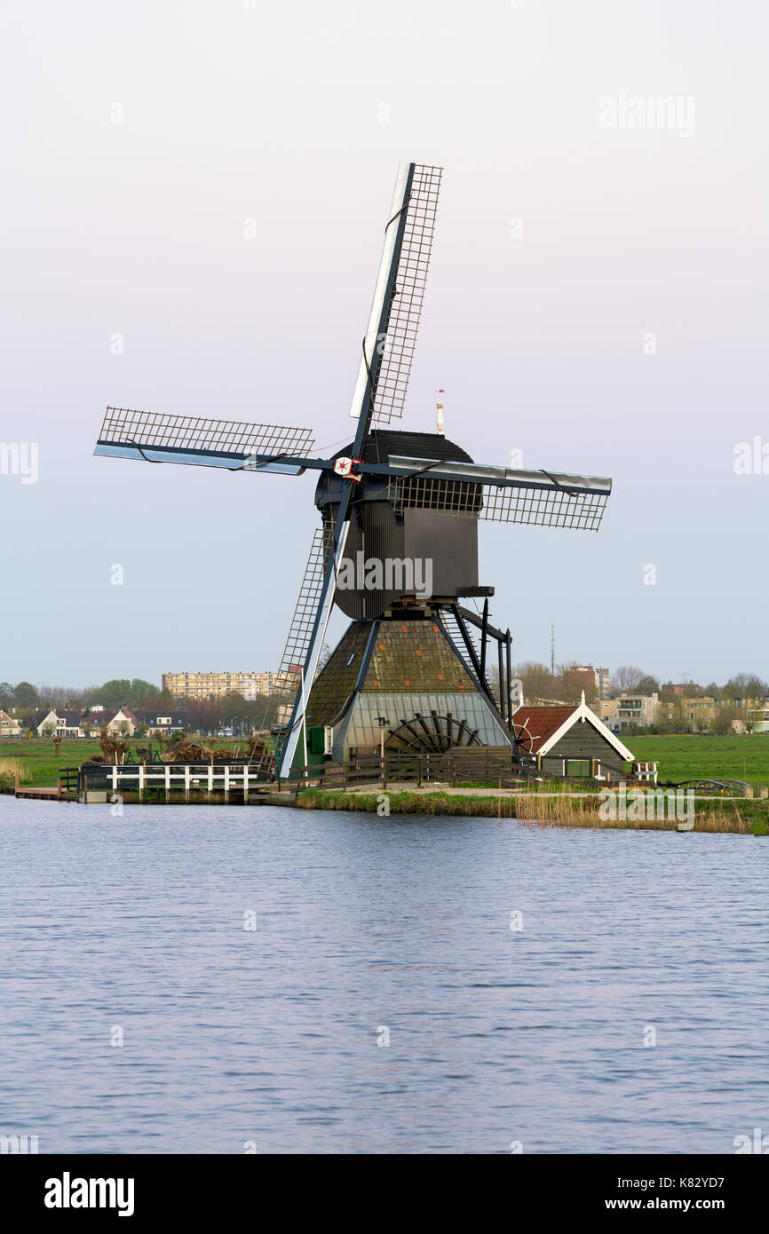 Moulin, Kinderdijk, UNESCO World Heritage Site, Pays-Bas, Europe Banque D'Images