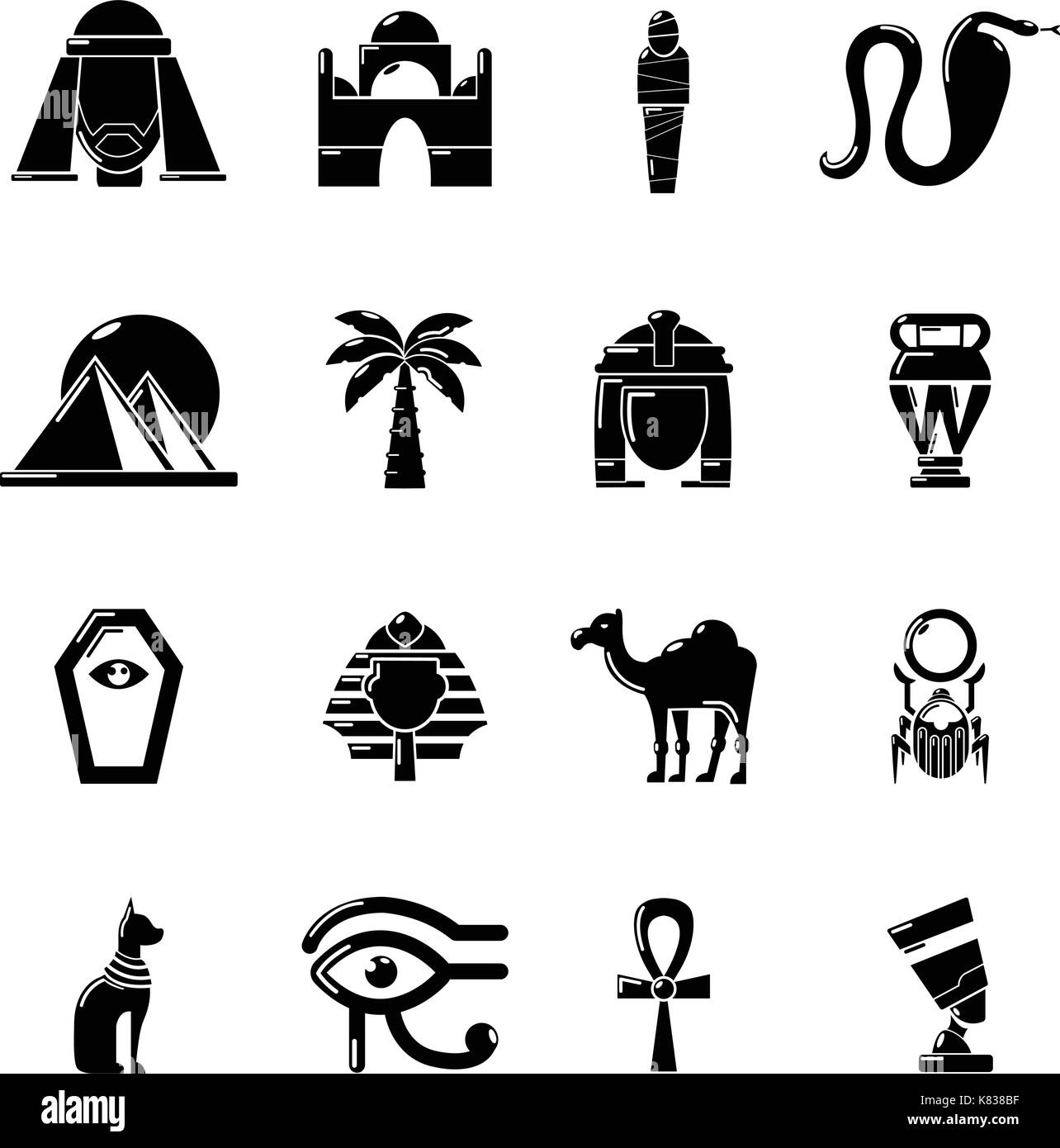 L'Egypte travel icons set, style simple. Illustration de Vecteur