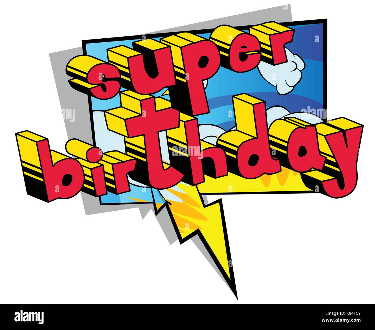 Super anniversaire - comic book style word sur fond abstrait. Illustration de Vecteur