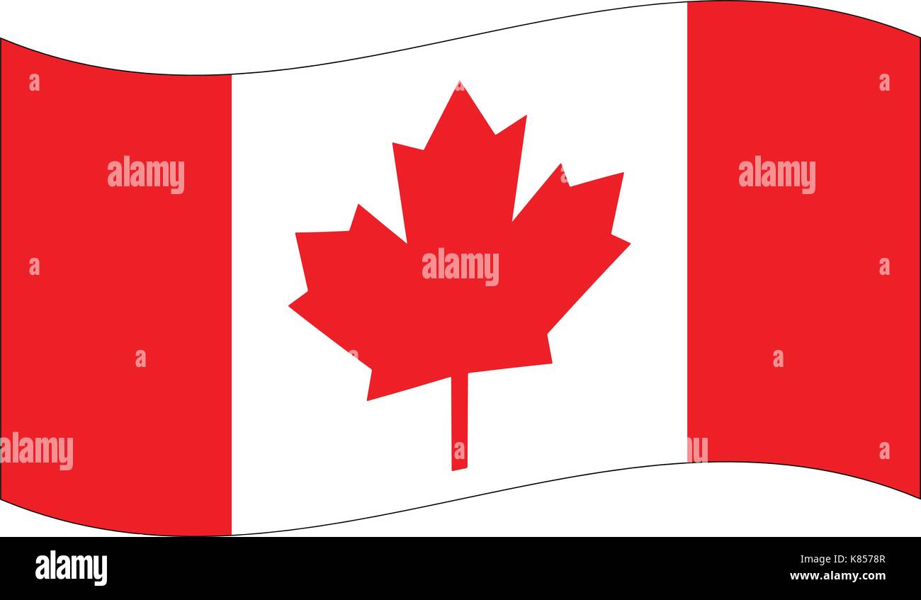 Drapeau du Canada avec maple leaf en agitant l'icône Symbole vecteur conception. Belle illustration isolé sur fond blanc Illustration de Vecteur
