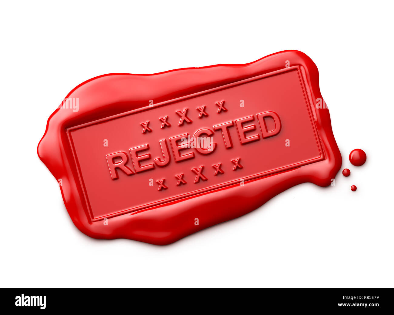 Sceau en cire avec rejeté mot isolé sur fond blanc Banque D'Images