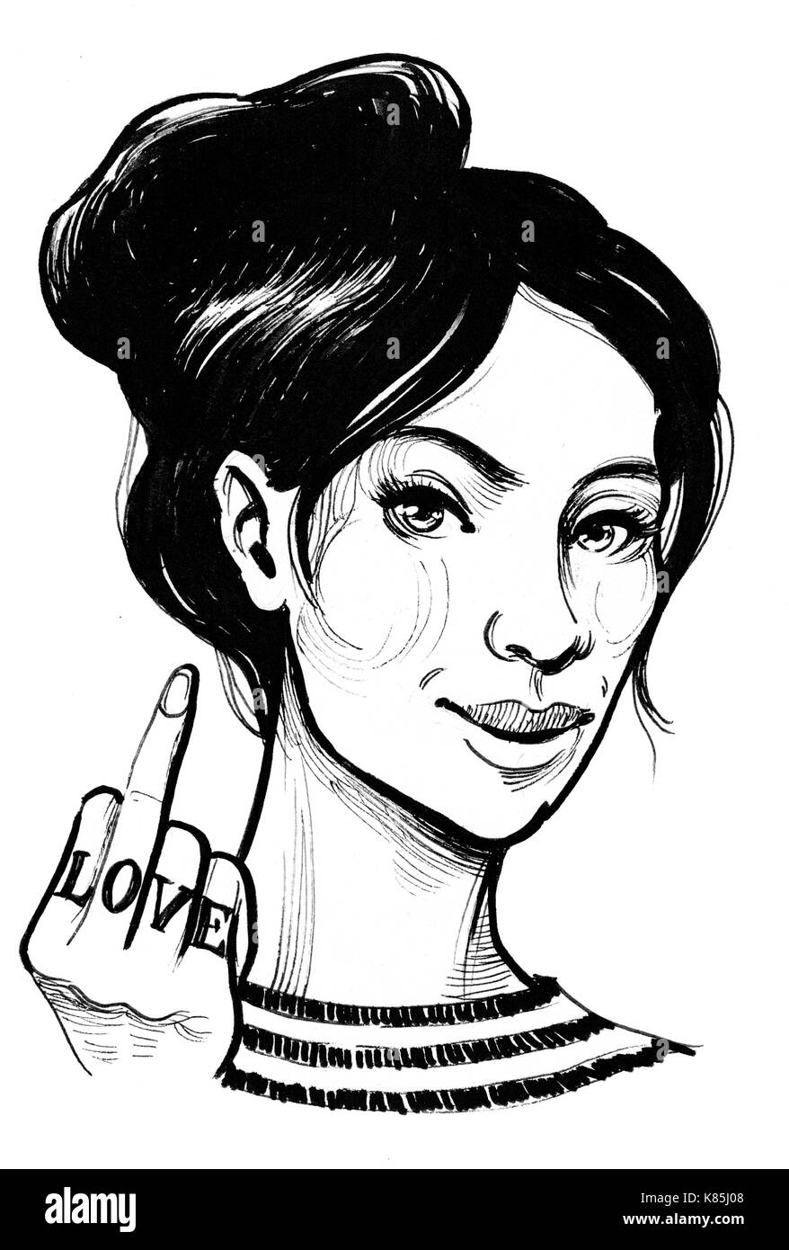 Fille avec un tatouage d'amour Banque D'Images