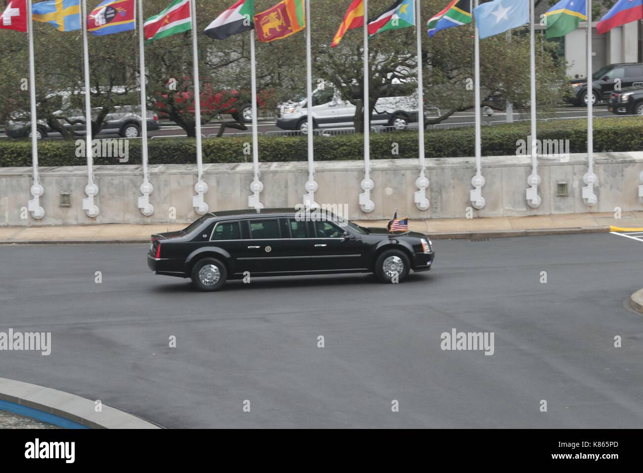 Organisation des Nations Unies, New York, USA, 18 septembre 2017 - Le président américain, Donald Trump qui arrivent aujourd'hui au siège des Nations unies à New York pour une réunion sur "la réforme des Nations unies". photo : Luiz rampelotto/europanewswire dans le monde d'utilisation | Banque D'Images