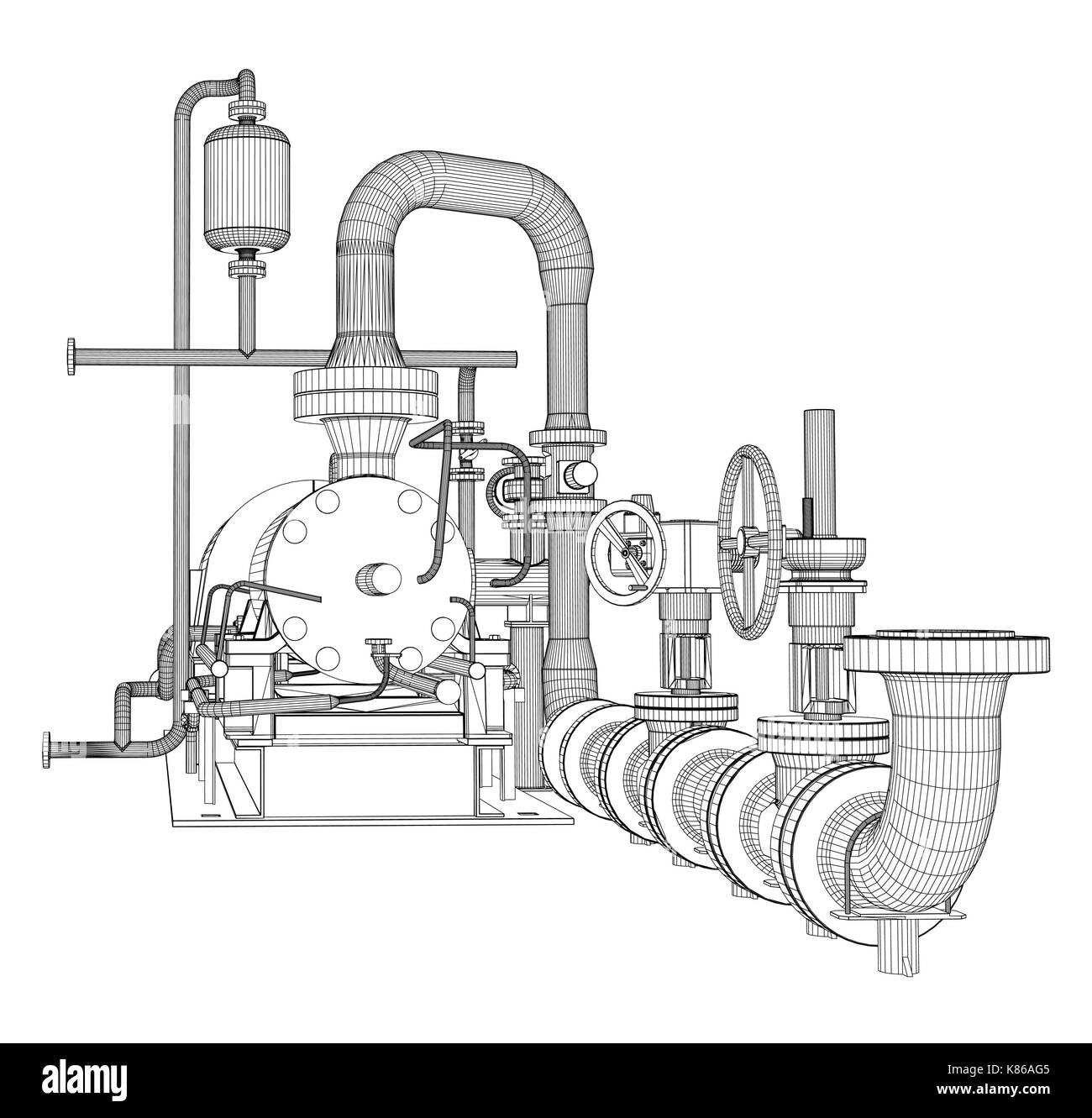 Pompe industrielle en fil de fer Illustration de Vecteur
