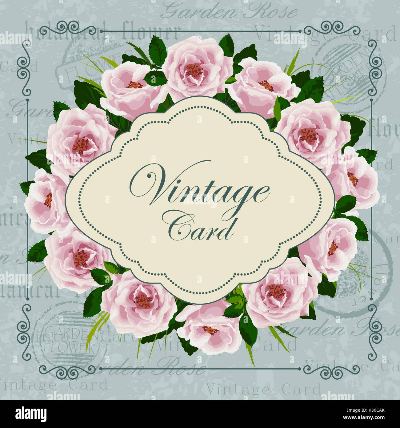 Carte vintage avec des fleurs Illustration de Vecteur