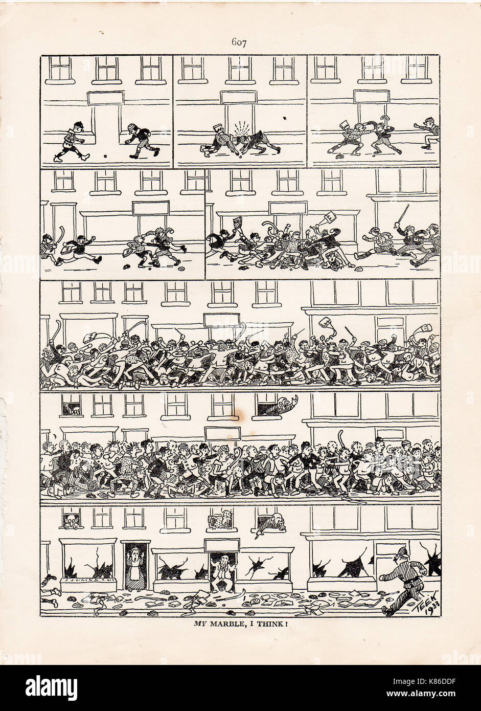 Un jeu de billes - un dessin animé à partir de l'année 1932/1933 GARÇONS PROPRE Banque D'Images