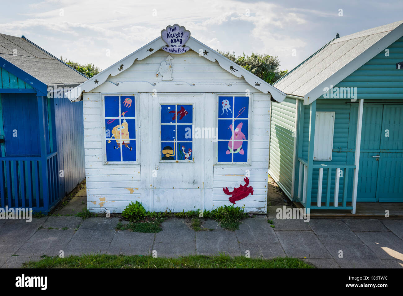 Maison de plage sur la promenade de Mablethorpe, UK. Banque D'Images