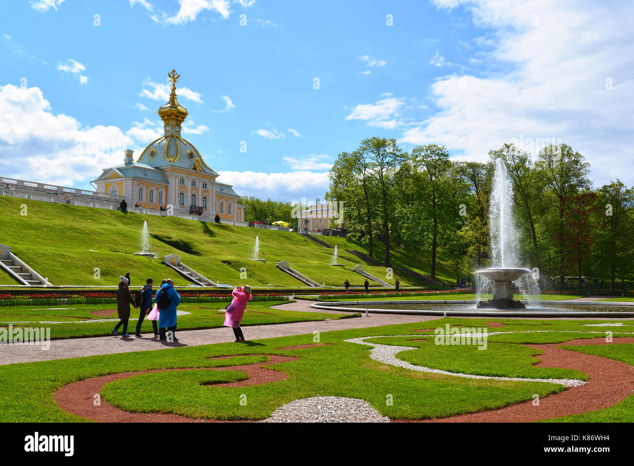 Russie - peterhof, 03 juin. 2017. grande fontaine italienne en grande perte Banque D'Images