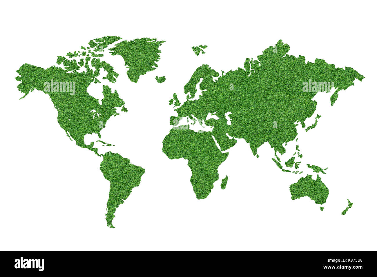 Carte du monde vert isolé sur fond blanc Banque D'Images