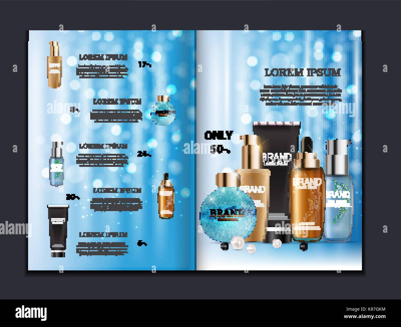 Modèle de brochure produit cosmétique design pour les publicités ou  magazine Image Vectorielle Stock - Alamy