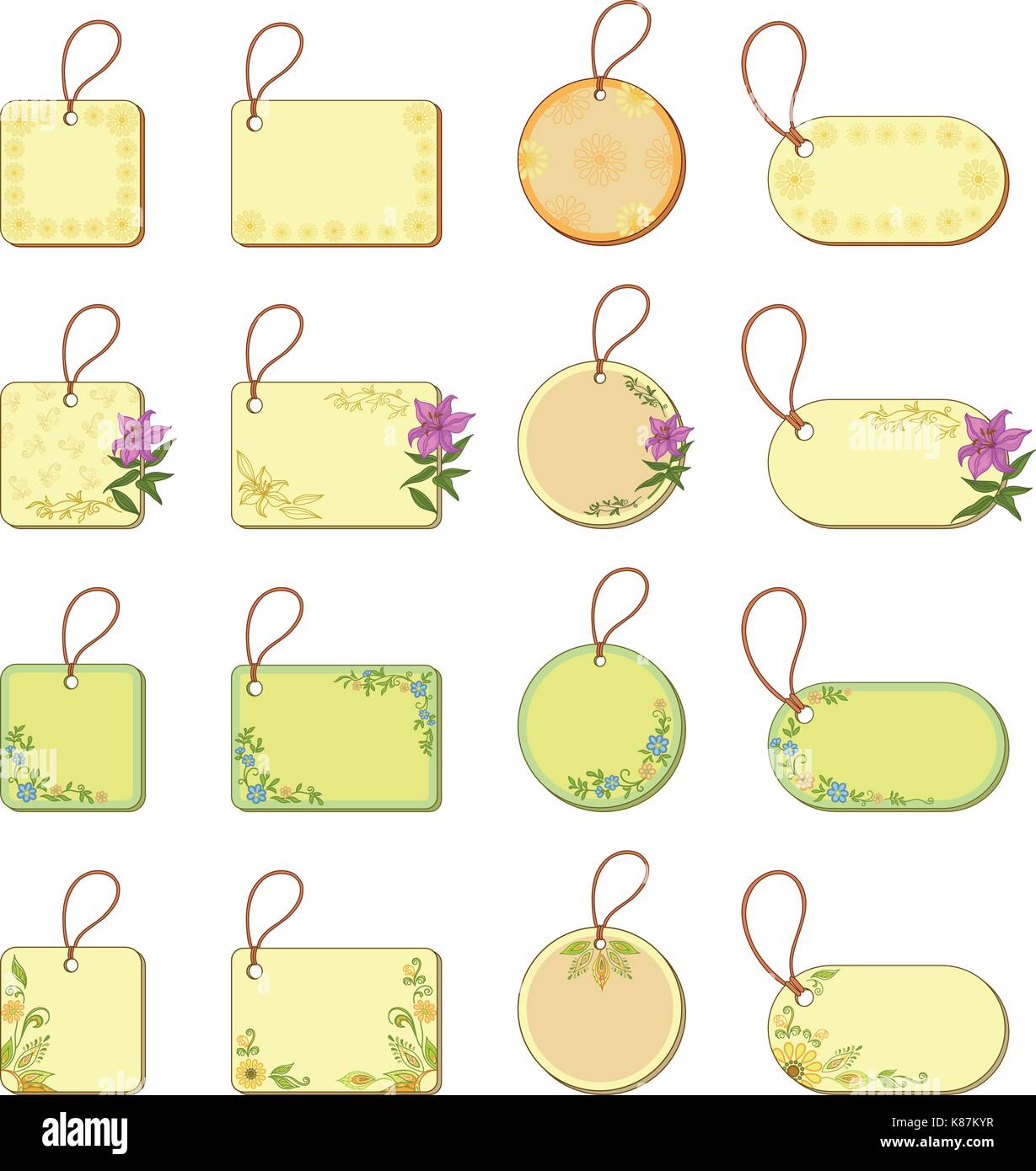 Set tags avec motif floral Illustration de Vecteur