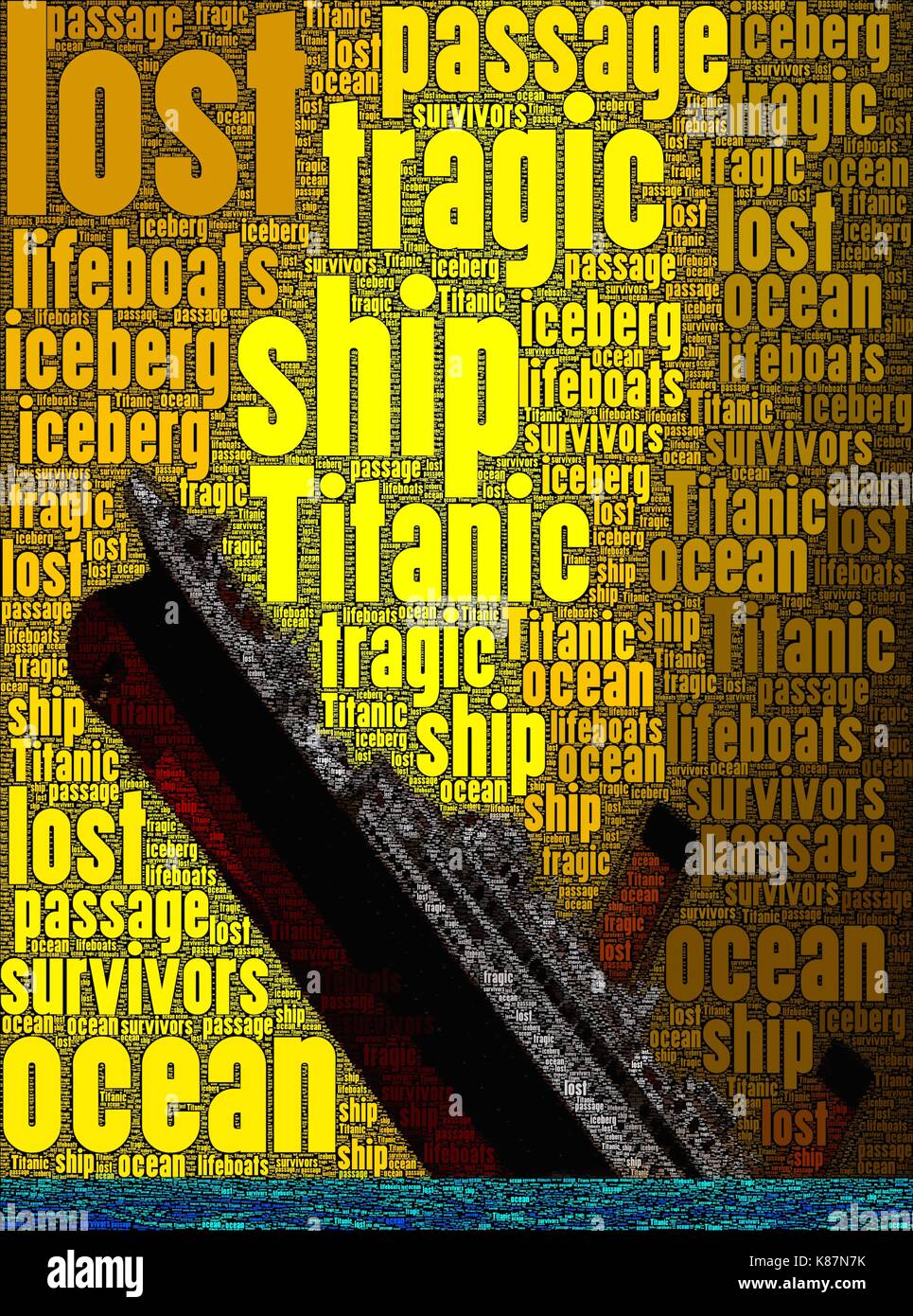 Titanic concept art faites uniquement à l'aide de mots sur le sujet. Banque D'Images