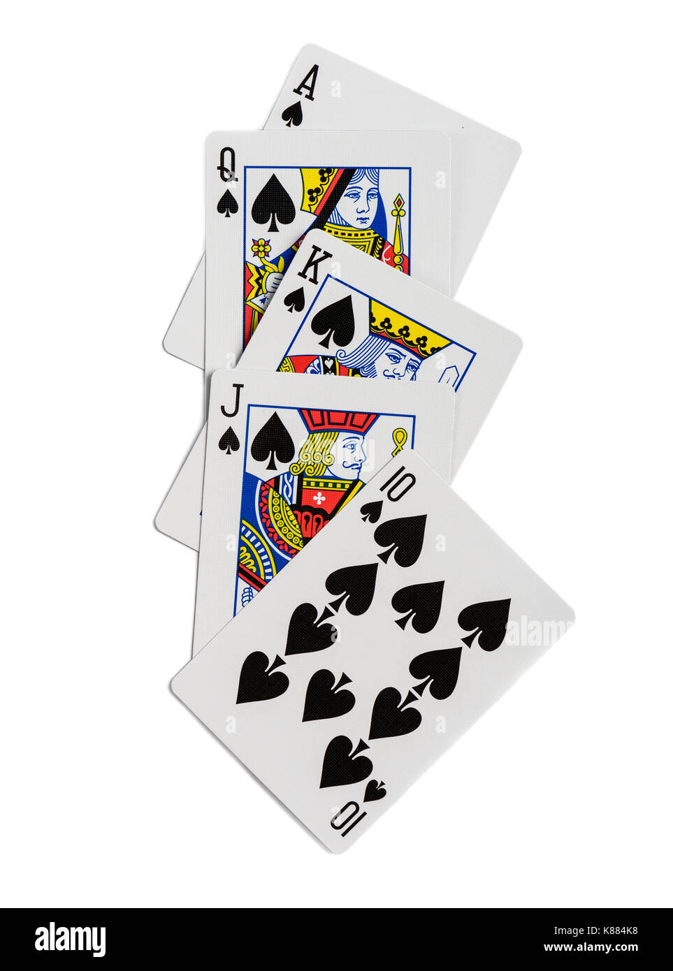 Combinaison de cartes à jouer pique poker casino conviennent. isolé sur fond blanc Banque D'Images