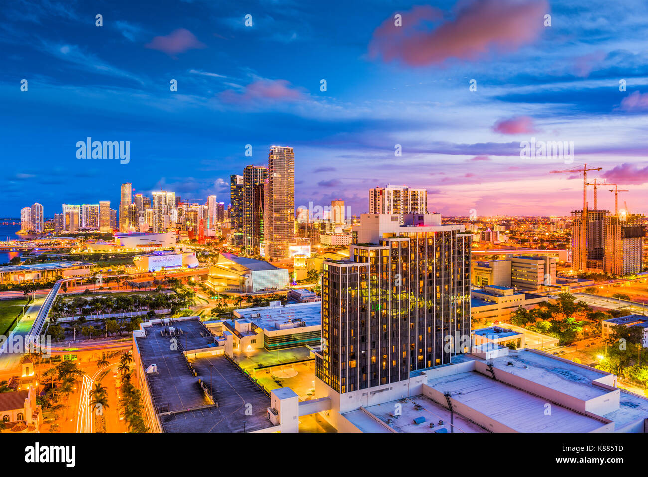 Miami, Floride, USA Centre-ville paysage urbain. Banque D'Images