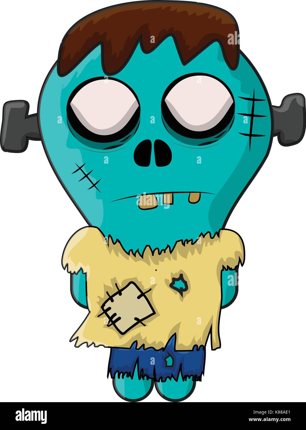 Zombie, halloween cute vector icône symbole frankenstein. design belle illustration isolé sur fond blanc Illustration de Vecteur