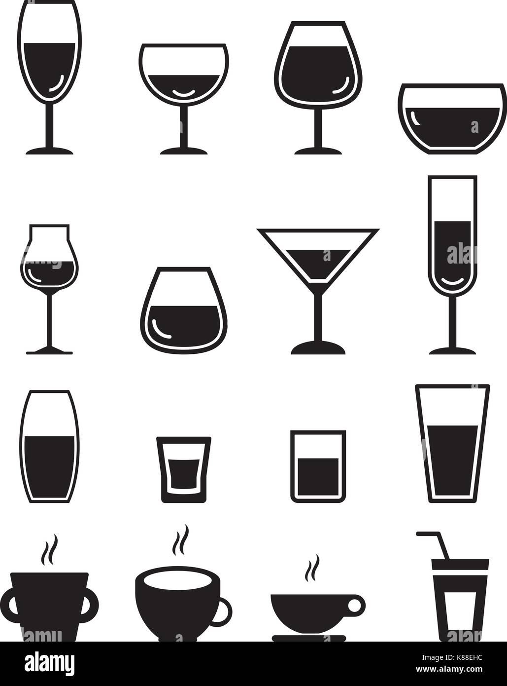 Ensemble d'icônes de boissons Illustration de Vecteur