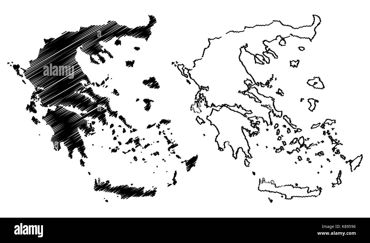Carte de la Grèce, d'illustration vectorielle scribble sketch map Illustration de Vecteur