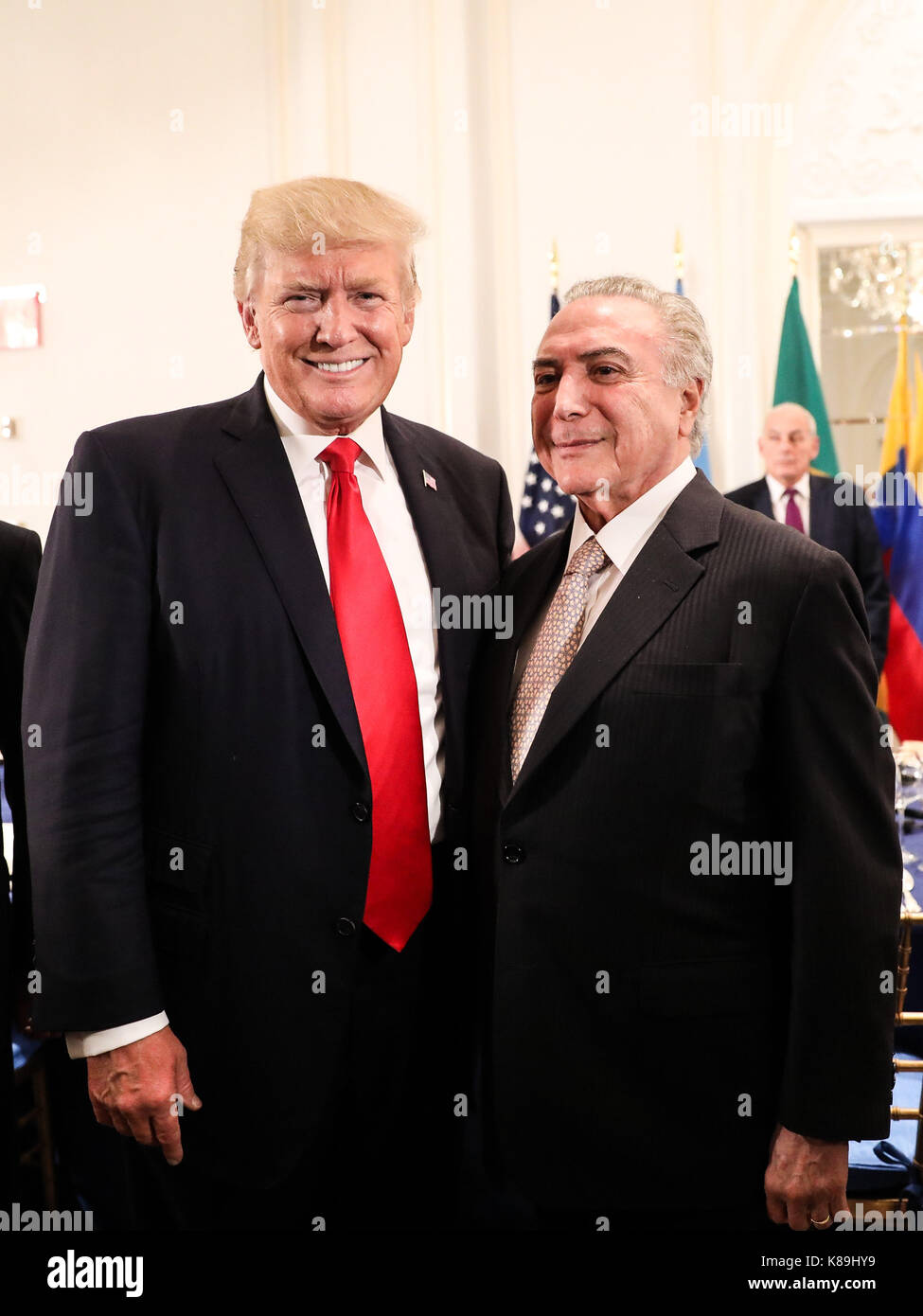 New York, États-Unis. 18 septembre 2017. Le président brésilien Michel Temer lors d'un dîner organisé par le président des États-Unis, Donald Trump à l'hôtel Lotte New York Palace à Manhattan, dans la ville de New York, le lundi 18. Craignant demain ouvrira la 72ème Assemblée générale des Nations Unies crédit: Brésil photo Press/Alay Live News Banque D'Images