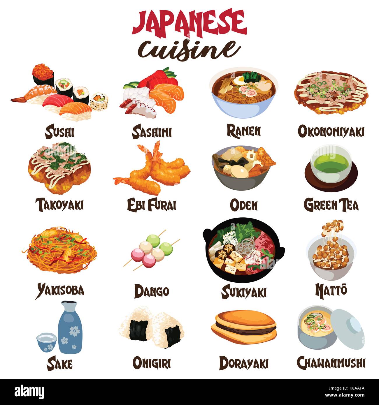 Un vecteur illustration de la nourriture japonaise traditionnelle Illustration de Vecteur