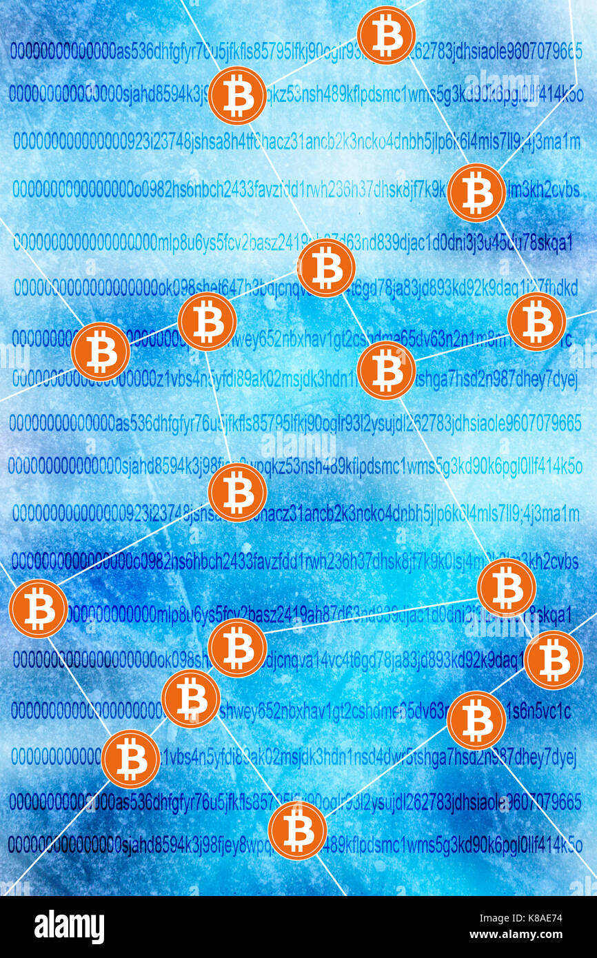 L'exploitation minière bitcoin et concept de chaîne bloc Banque D'Images