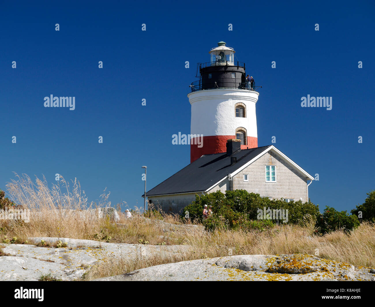 Phare de Söderarm, à l'extérieur de Räfsnäs, Gräddö, Rådmansö dans l'archipel de Roslagen, Stockholm, Suède. Banque D'Images