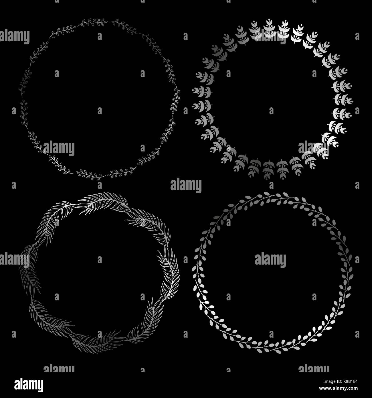 Cute frame ronde doré. vecteur couronne, avec les herbes et les feuilles. Illustration de Vecteur