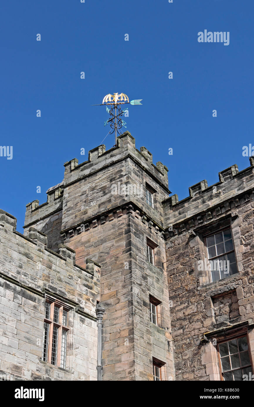 Château de chillingham, château du 12ème siècle Bat girouette logo Banque D'Images