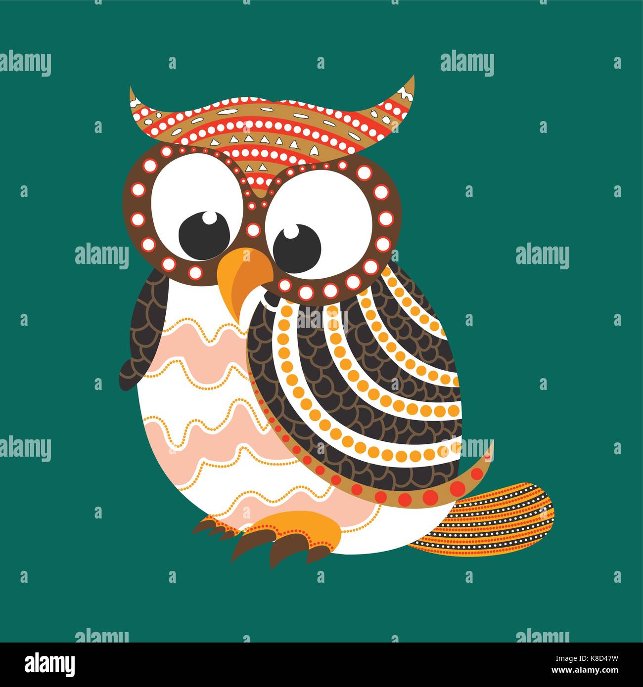 Owl autochtones. vector illustration fondée sur un style de dot owl. Illustration de Vecteur