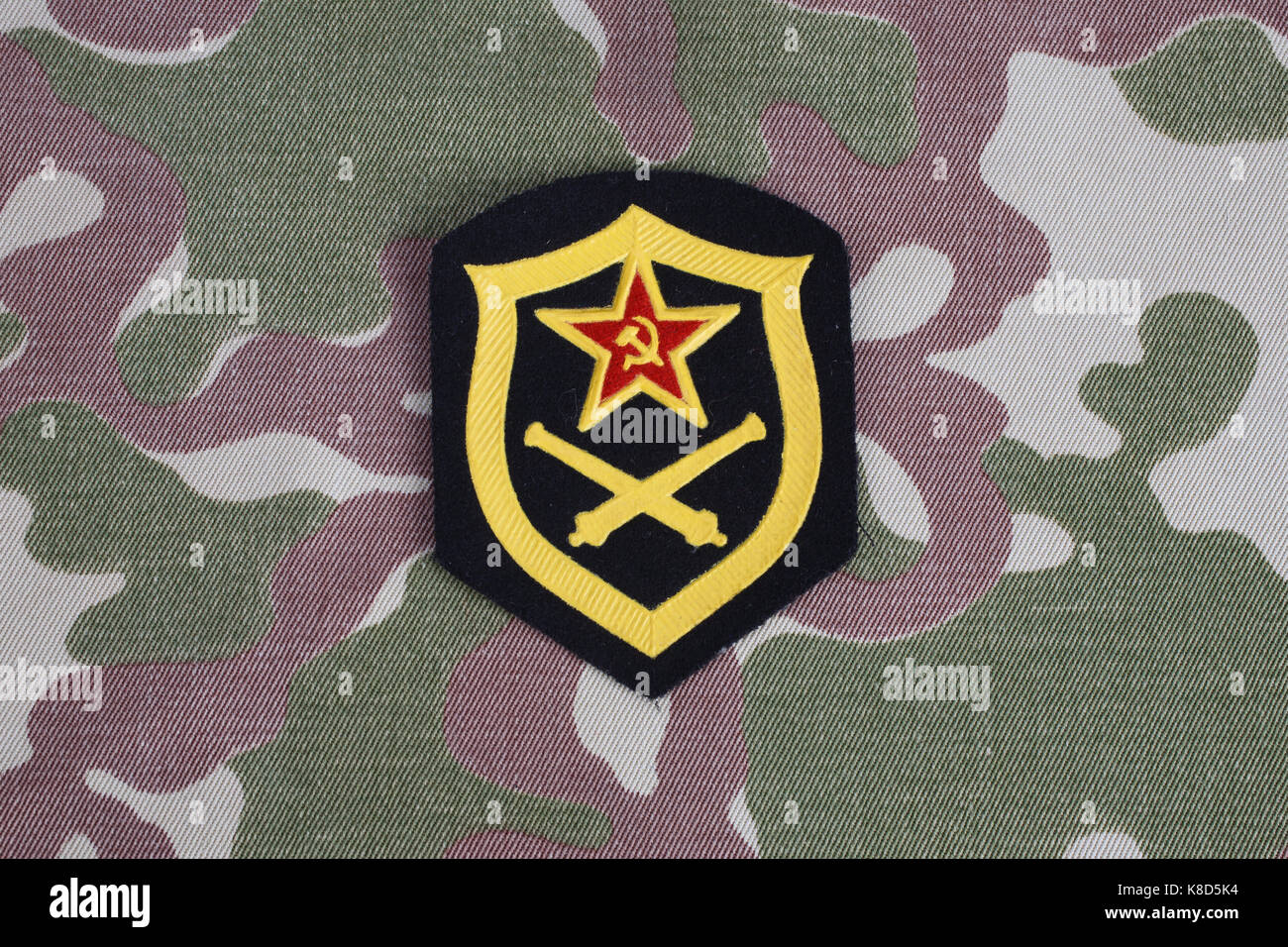 L'artillerie de l'armée soviétique d'épaule sur camouflage Banque D'Images