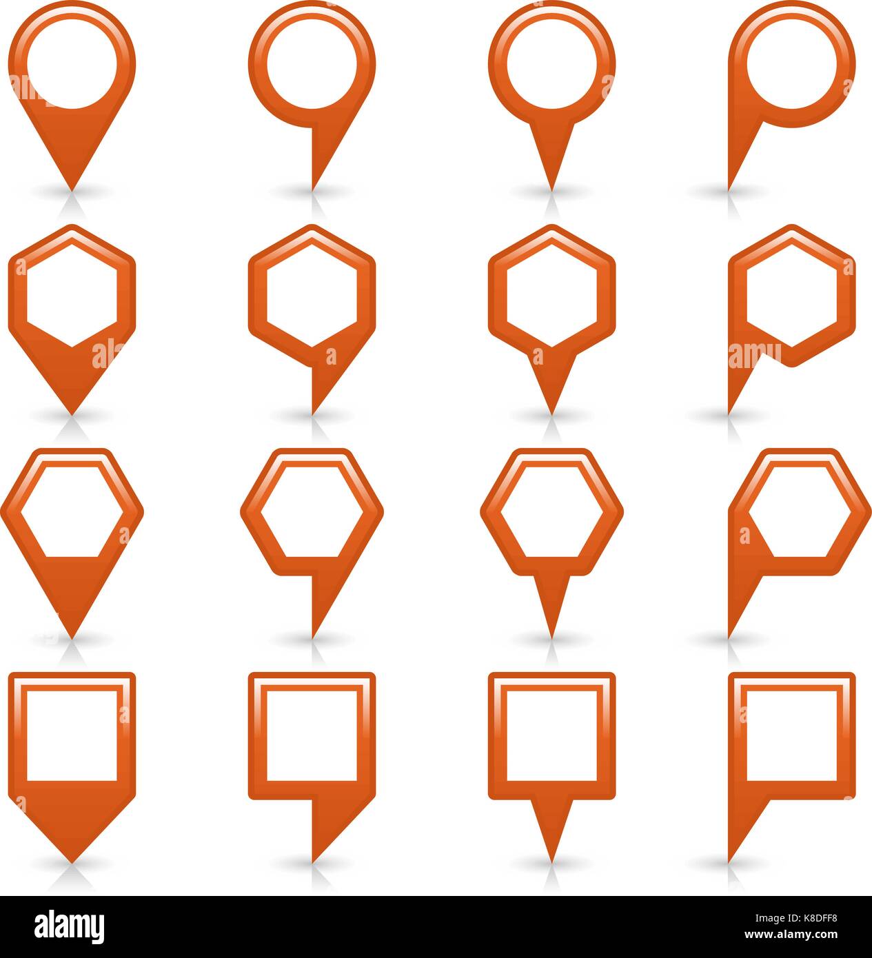 Télévision couleur marron broche Carte emplacement de l'icône avec de sombres et de réflexion isolé sur fond blanc. web design enregistrer l'élément dans le vecteur illustrati Illustration de Vecteur
