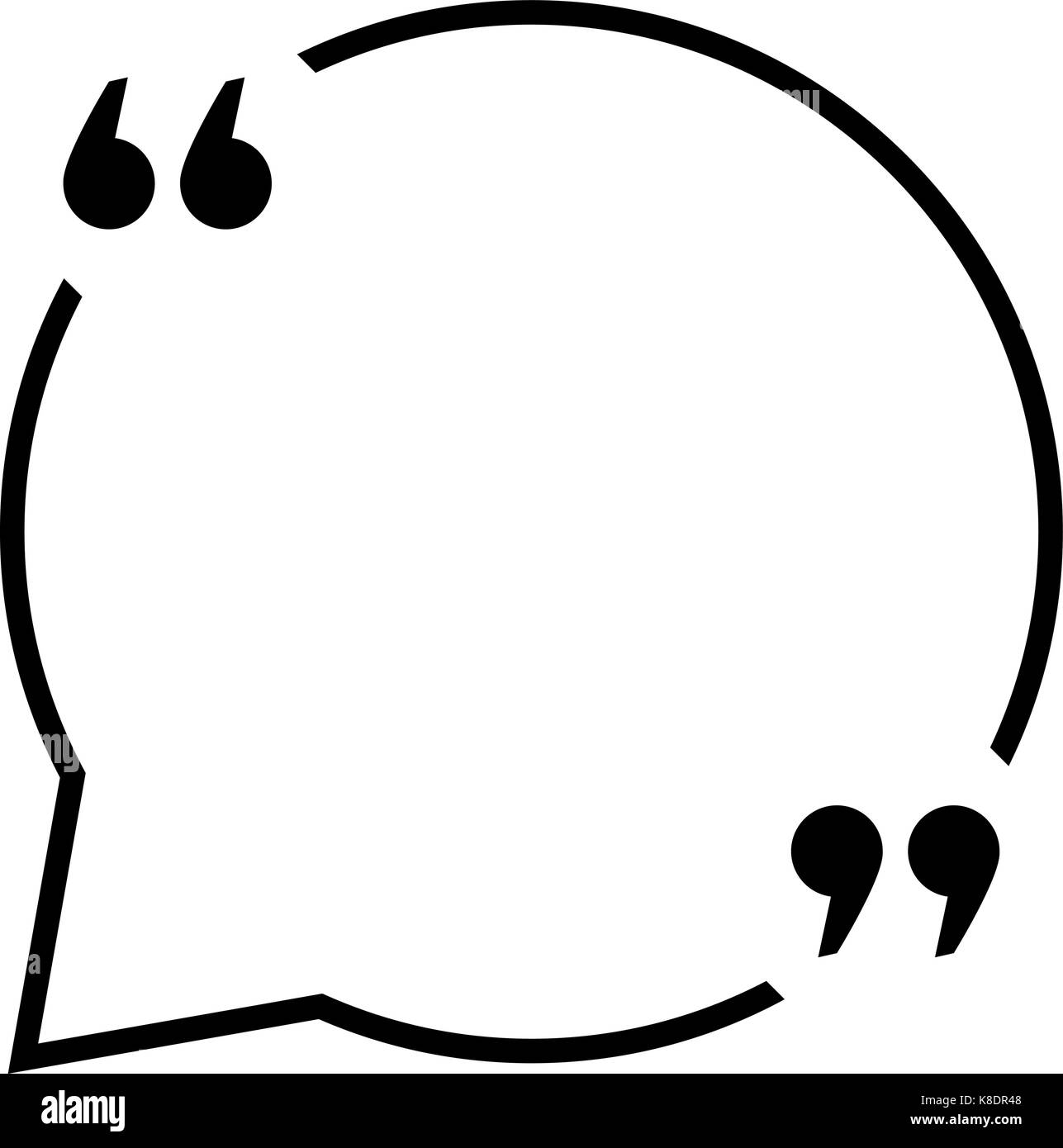 Guillemets noir avec fine ligne speech bubble Illustration de Vecteur