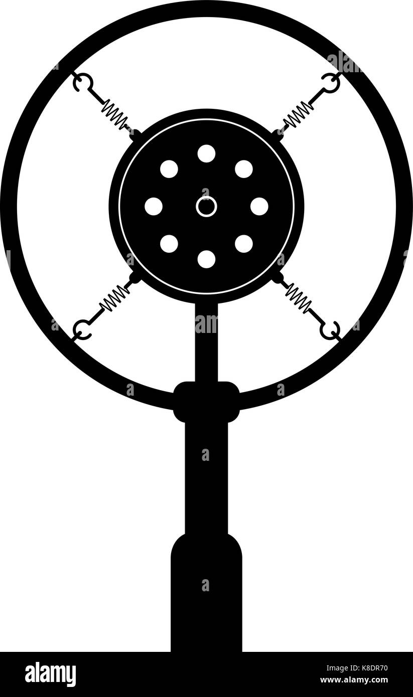 Microphone rétro noir sur fond blanc Illustration de Vecteur