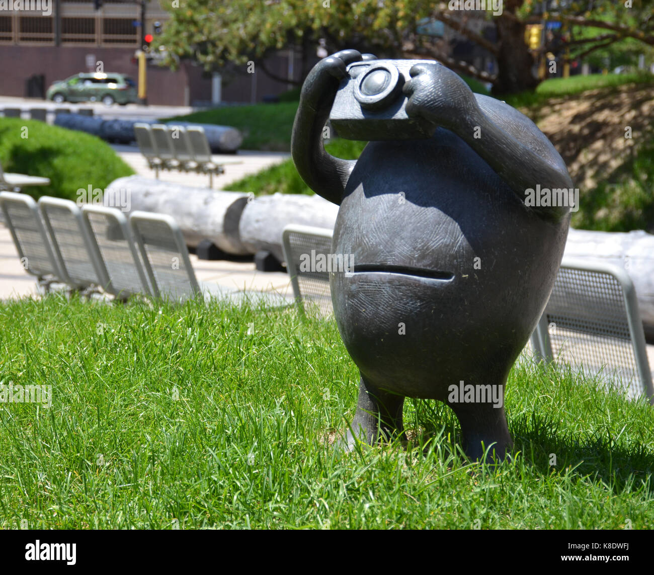 Sculptures dans le palais de justice fédéral plaza garden Banque D'Images